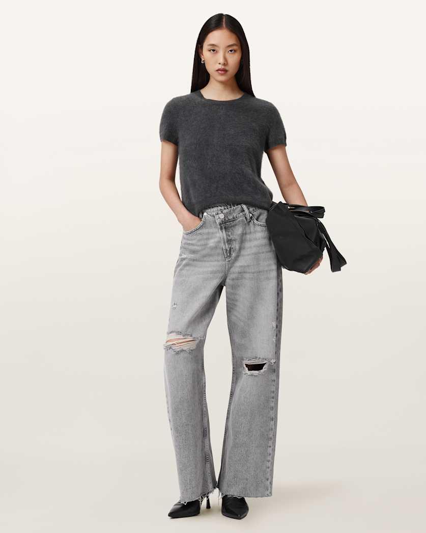 Aki Mid Rise Crossover Jeans by ALLSAINTS