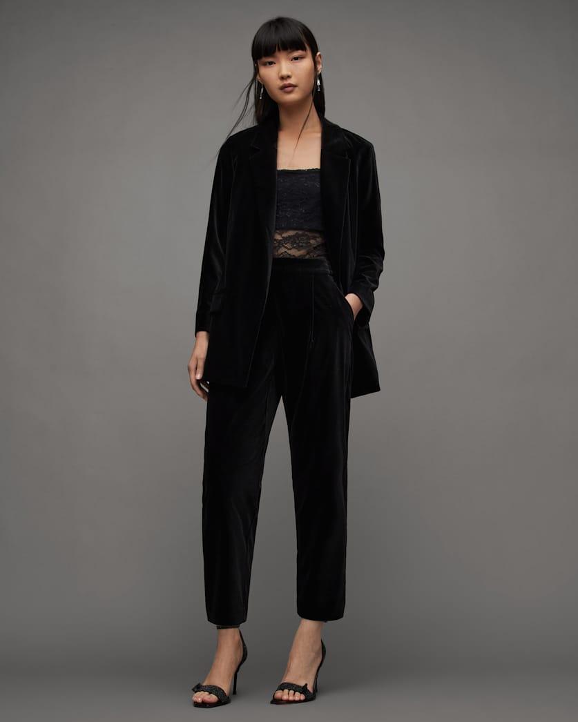Aleida Mid-Rise Tapered Velvet Trousers by ALLSAINTS