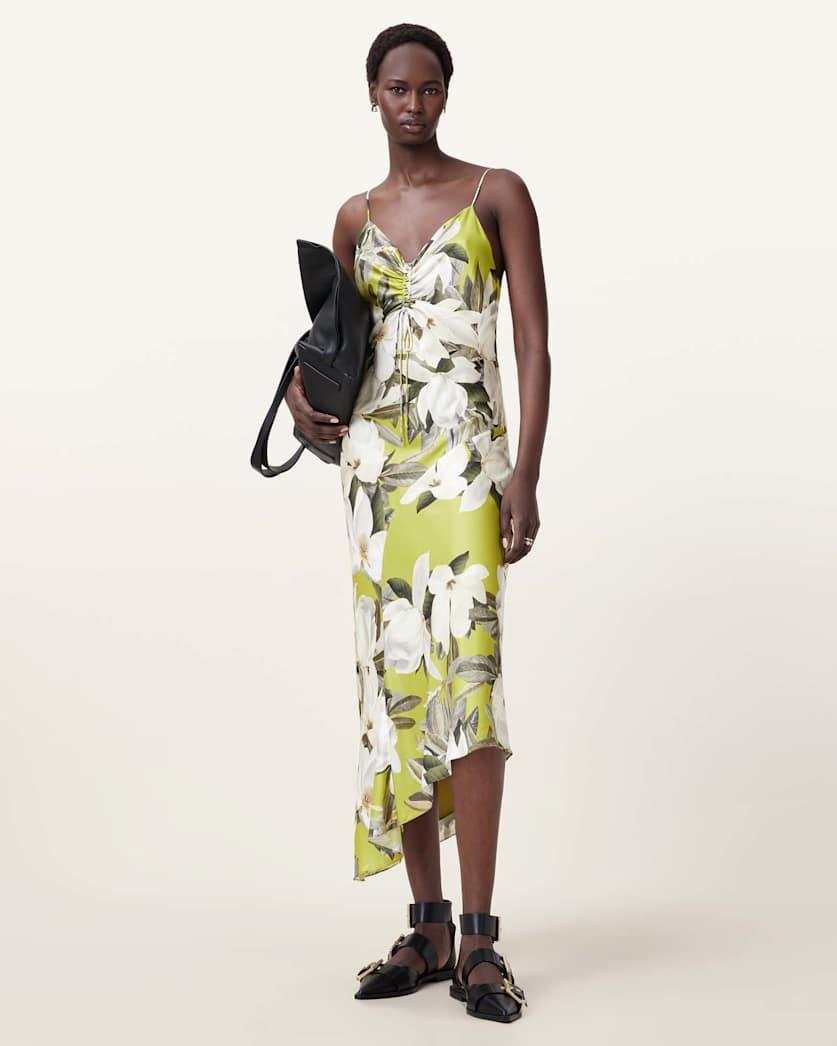 Alexia V-Neck Drawstring Midi Slip Dress by ALLSAINTS