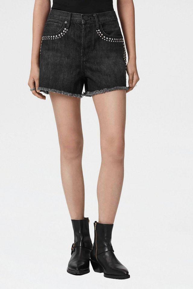AllSaints Heidi Studded High-Rise Denim Shorts by ALLSAINTS