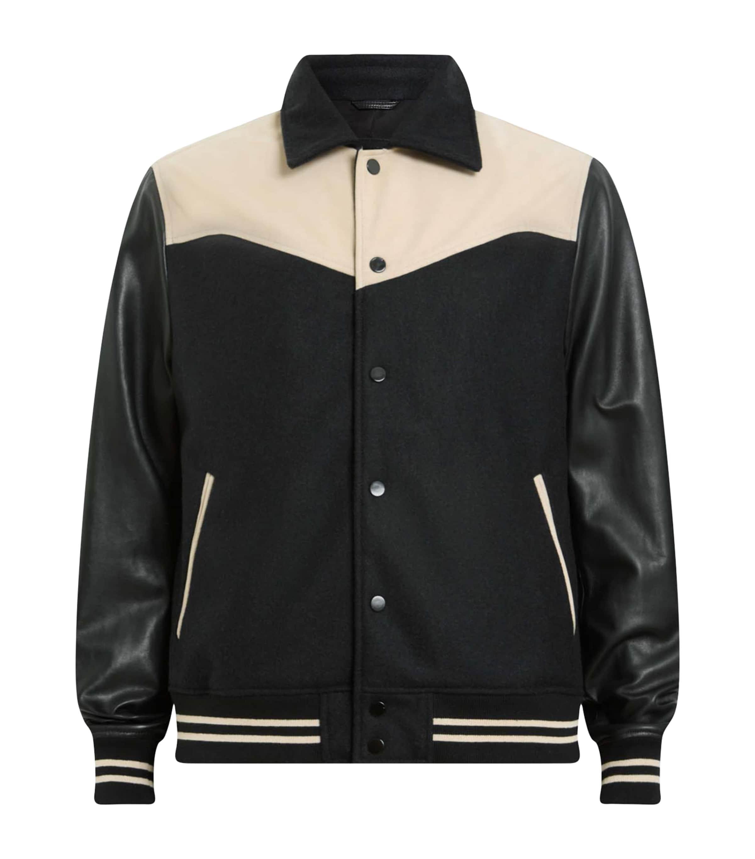 AllSaints Leather-Trim Endleton Bomber Jacket by ALLSAINTS AllSaints Leather-Trim Endleton Bomber Jacket by ALLSAINTS