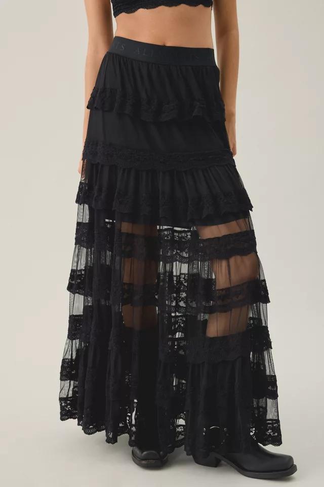 AllSaints Maggie Semi-Sheer Tiered Lace Maxi Skirt by ALLSAINTS