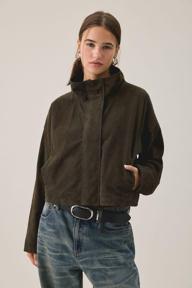 AllSaints Ryder Funnel Neck Suede Jacket by ALLSAINTS