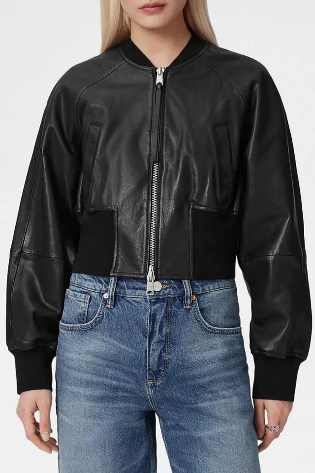AllSaints Suri Cropped Leather Bomber Jacket by ALLSAINTS