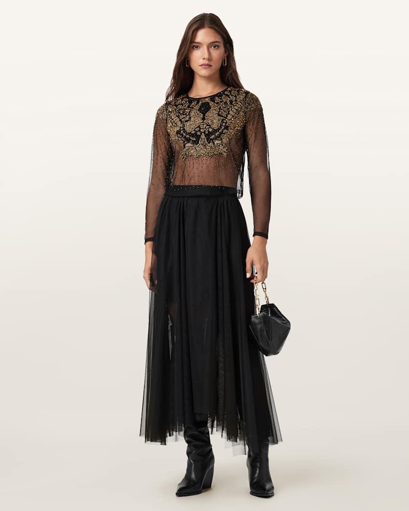 Ally Tulle Midi Skirt by ALLSAINTS