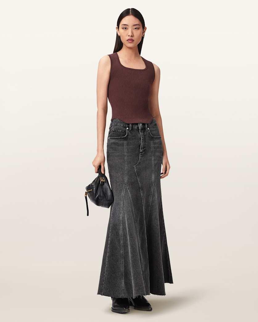 Alma High Rise Denim Skirt by ALLSAINTS