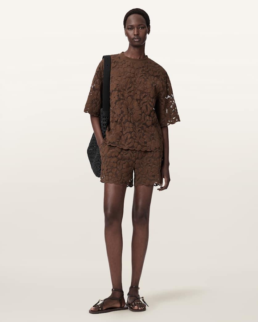Amelie Oversized Short Sleeve Lace T-Shirt by ALLSAINTS