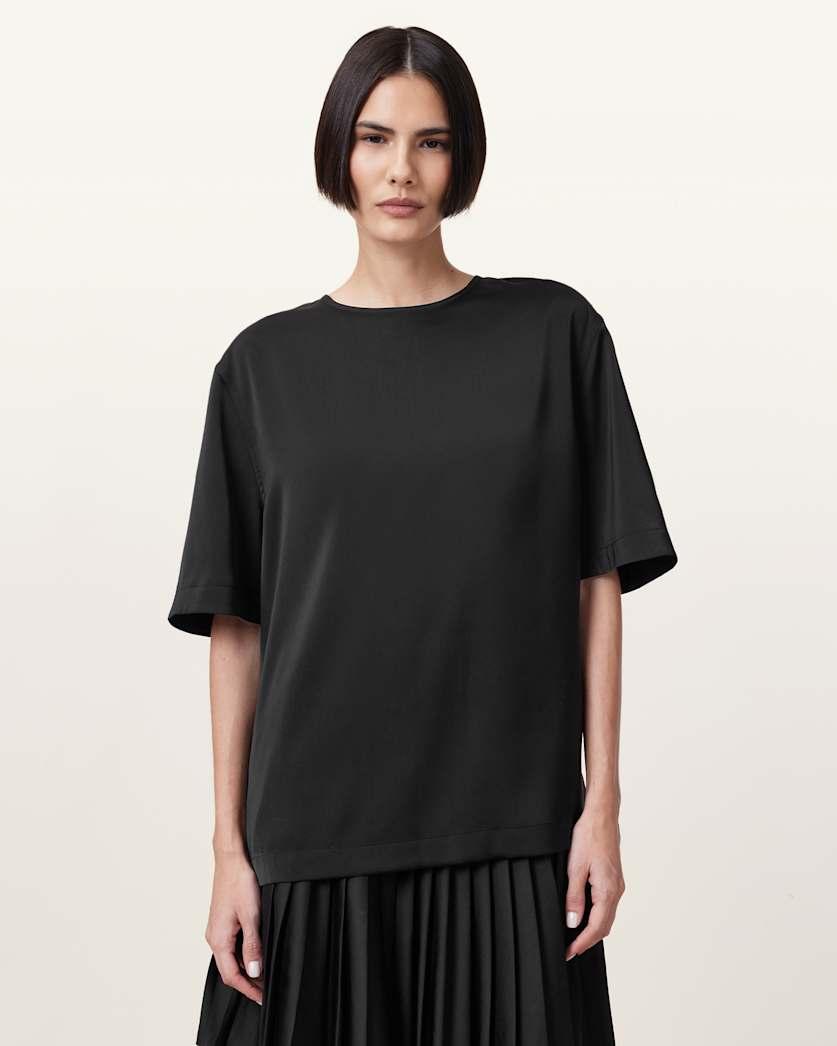 Amelie Satin Relaxed Fit T-Shirt by ALLSAINTS