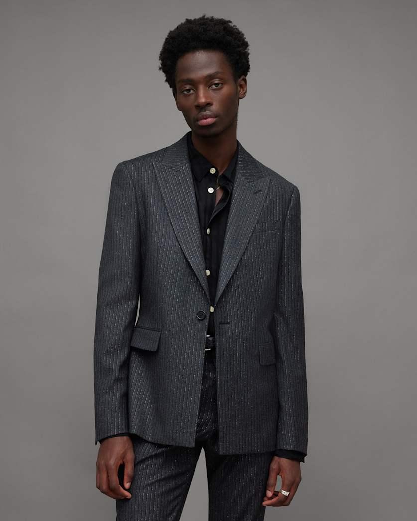Androm Metallic Pinstriped Slim Blazer by ALLSAINTS