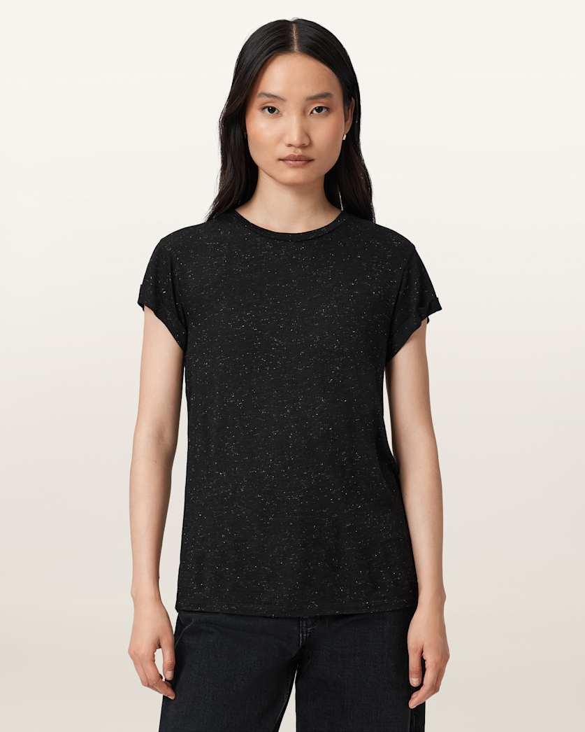 Anna Short Sleeve Shimmer T-Shirt by ALLSAINTS