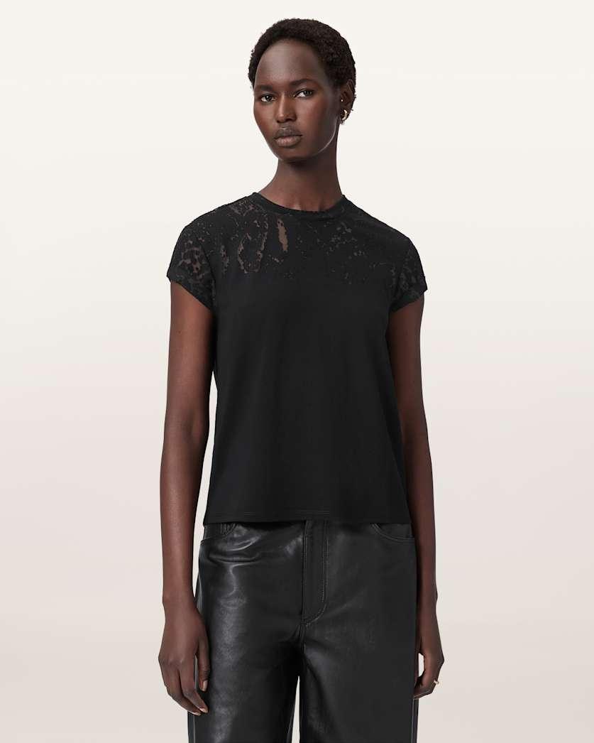 Anna Snake Print Devore T-Shirt by ALLSAINTS