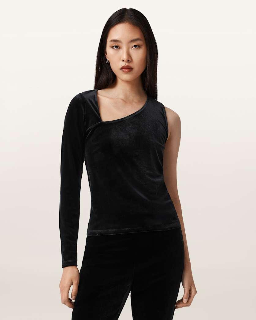 Ari Asymmetric Velvet Top by ALLSAINTS