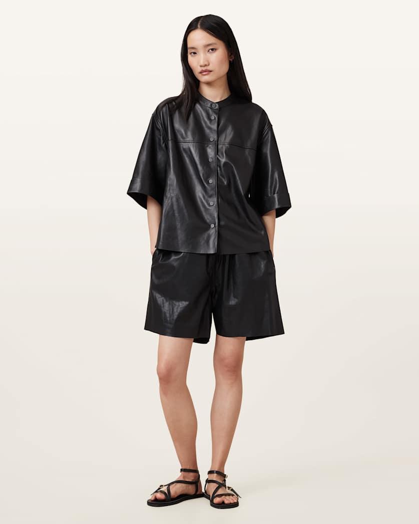 Arla Lea Leather Shorts by ALLSAINTS