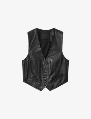 Arla Lea V-Neck Leather Waistcoat by ALLSAINTS