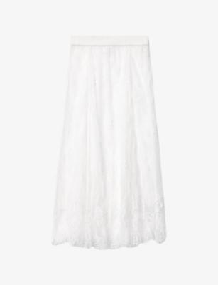 Arran High-Rise Lace-Embroidered Woven Midi Skirt by ALLSAINTS