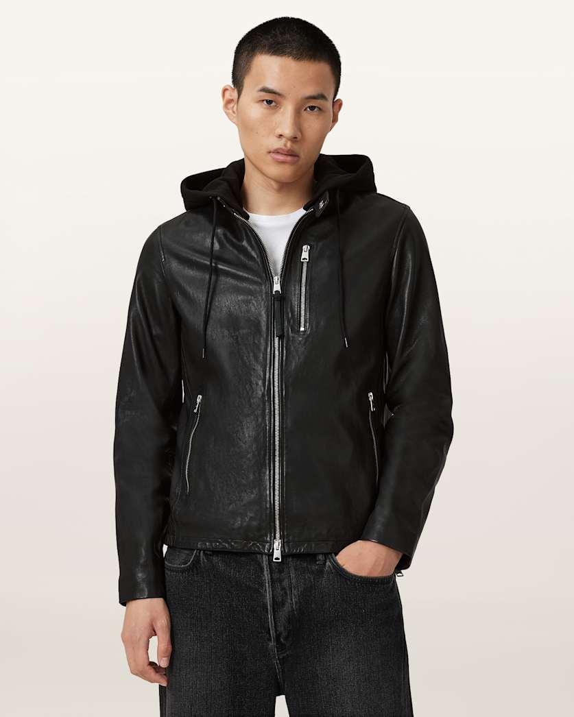 Ashton Hooded Leather Jacket by ALLSAINTS Ashton Hooded Leather Jacket by ALLSAINTS