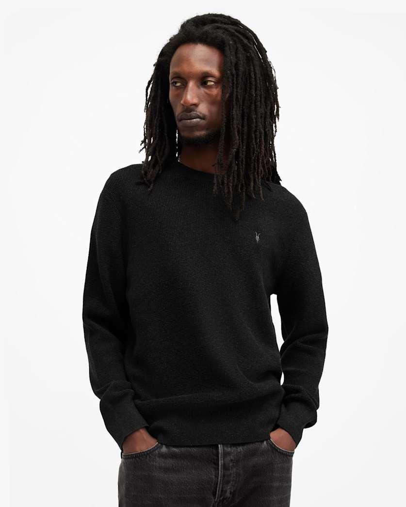 Aspen Waffle Texture Crew Neck Ramskull Jumper by ALLSAINTS