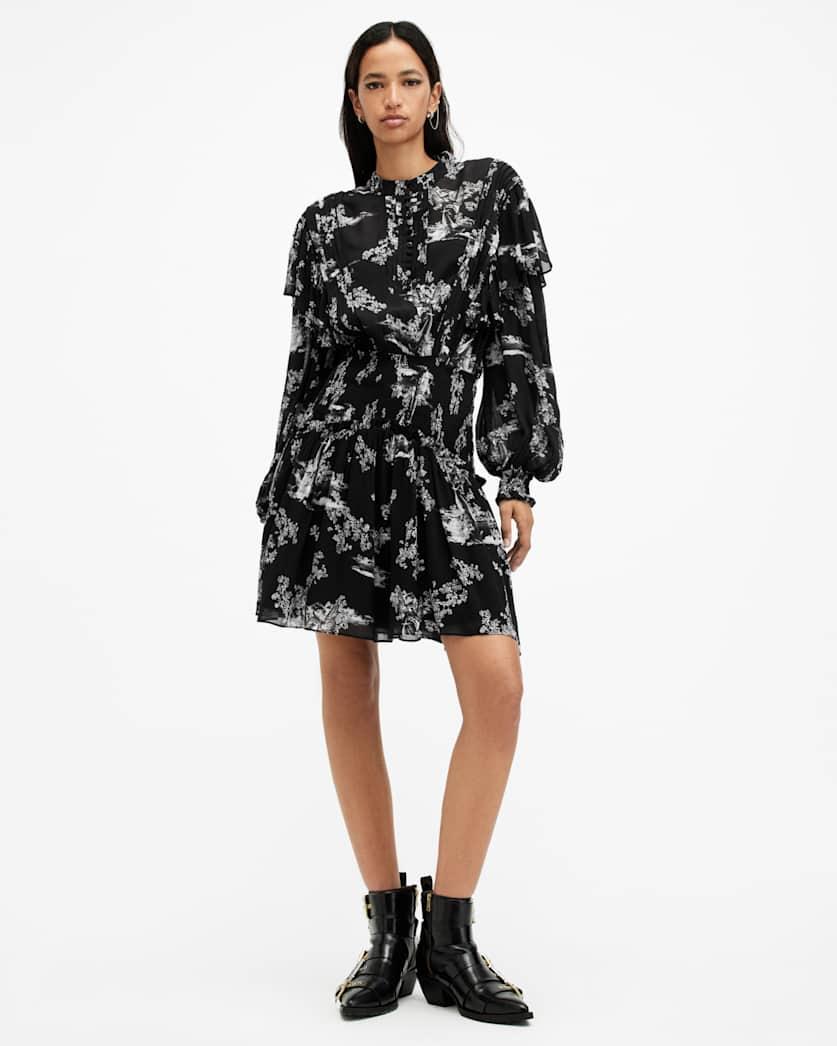 Aubrey Sheer Frill Mini Dress by ALLSAINTS