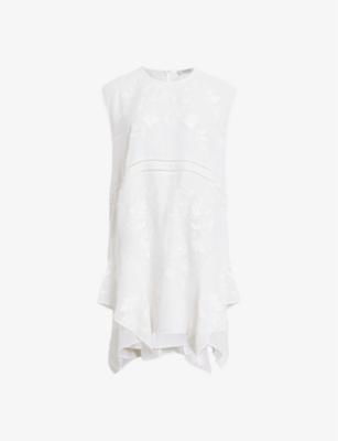 Audrina floral-embroidered sleeveless woven mini dress by ALLSAINTS