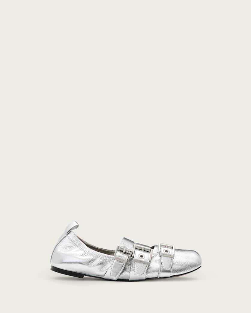 Aurora Metallic Leather Ballet Shoe by ALLSAINTS