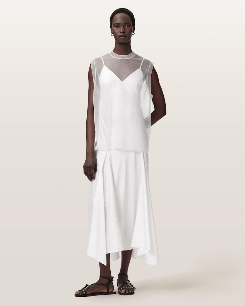 Ava Sleeveless Satin Midi Dress by ALLSAINTS
