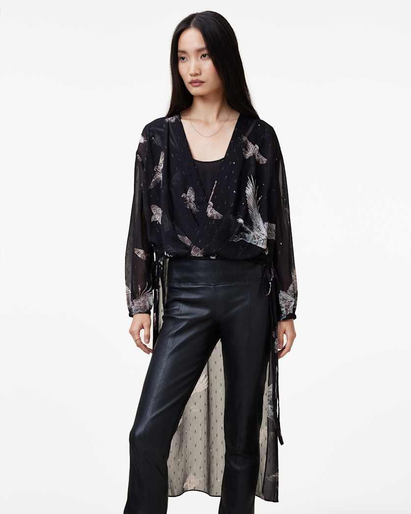 Avala Printed Draped Top by ALLSAINTS