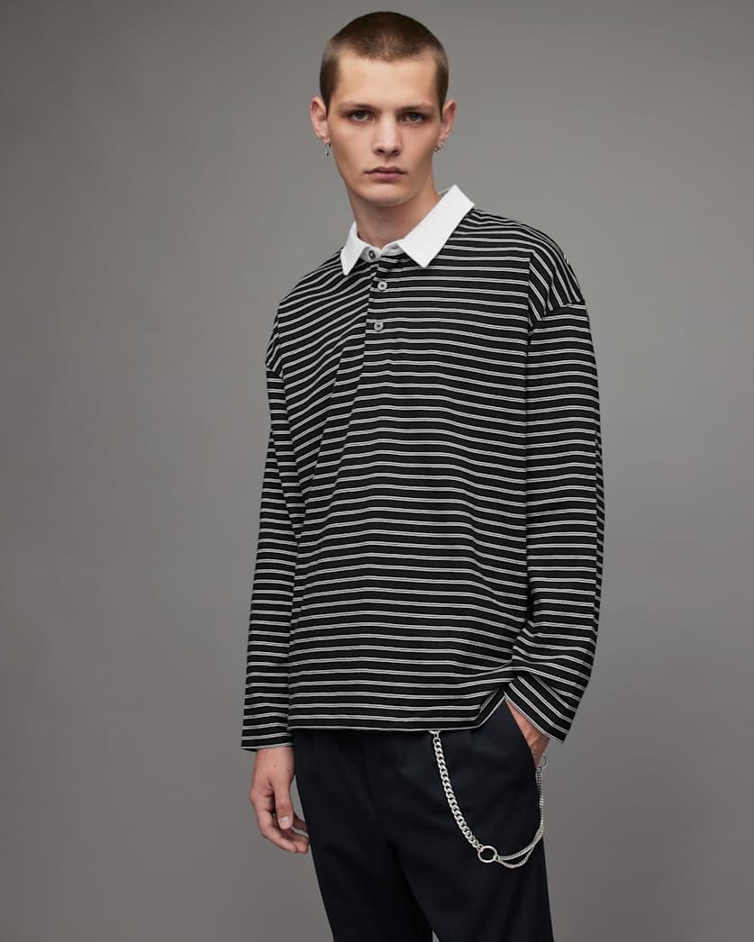 Ave Long Sleeve Striped Polo Shirt by ALLSAINTS