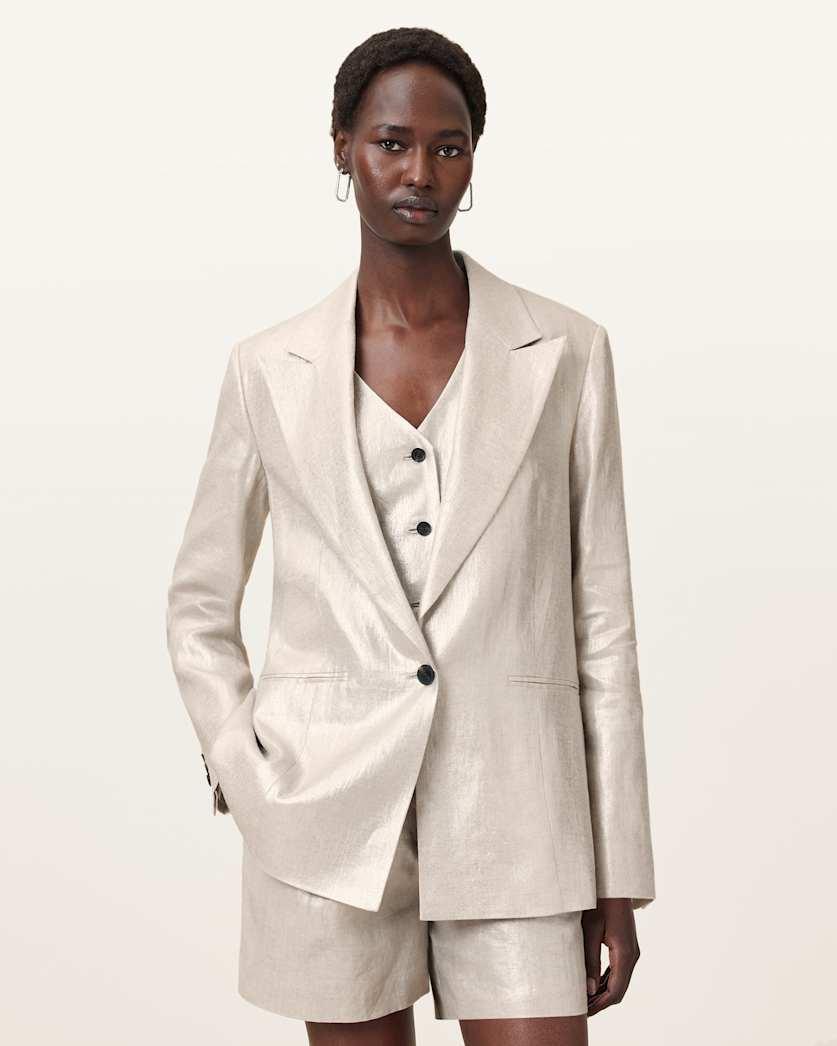 Averie Relaxed Fit Linen Blazer by ALLSAINTS