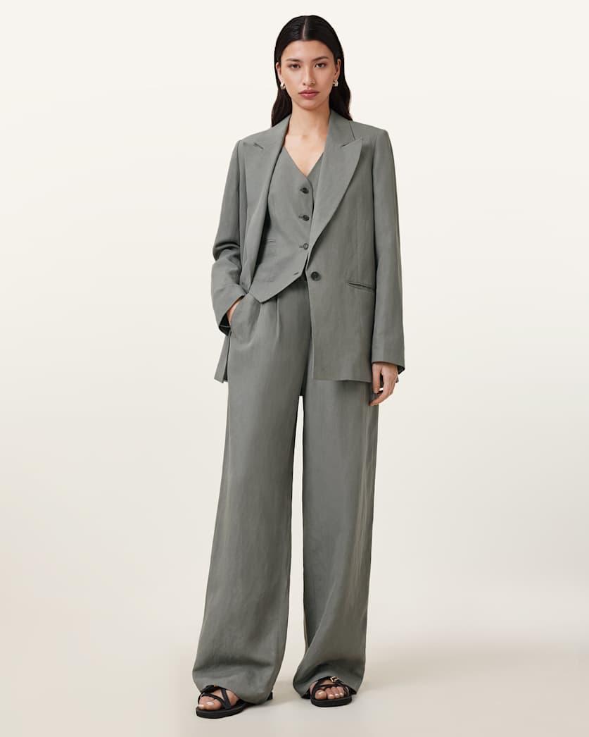 Averie Tencel Wide Leg Linen Blend Trousers by ALLSAINTS