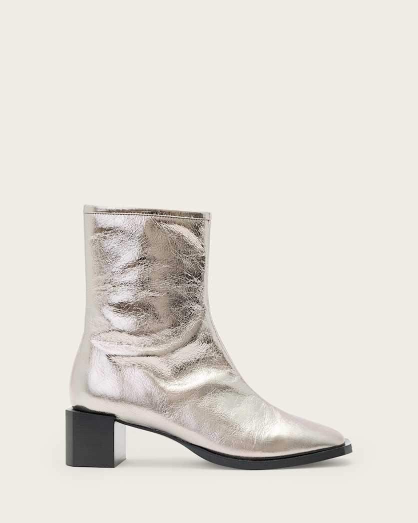 Avril Leather Metallic Boots by ALLSAINTS