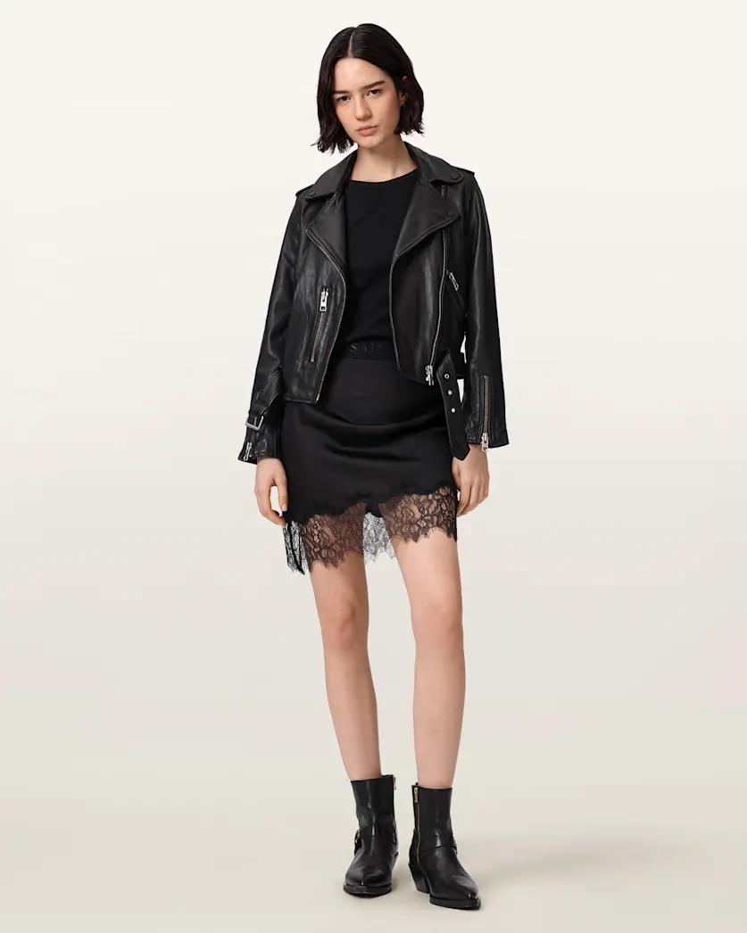 Azar Lace Trim Satin Mini Skirt by ALLSAINTS