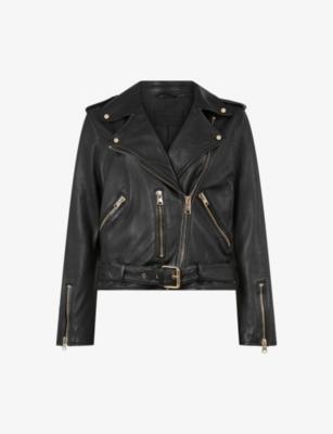 Balfern buckle-embellished cropped leather jacket by ALLSAINTS