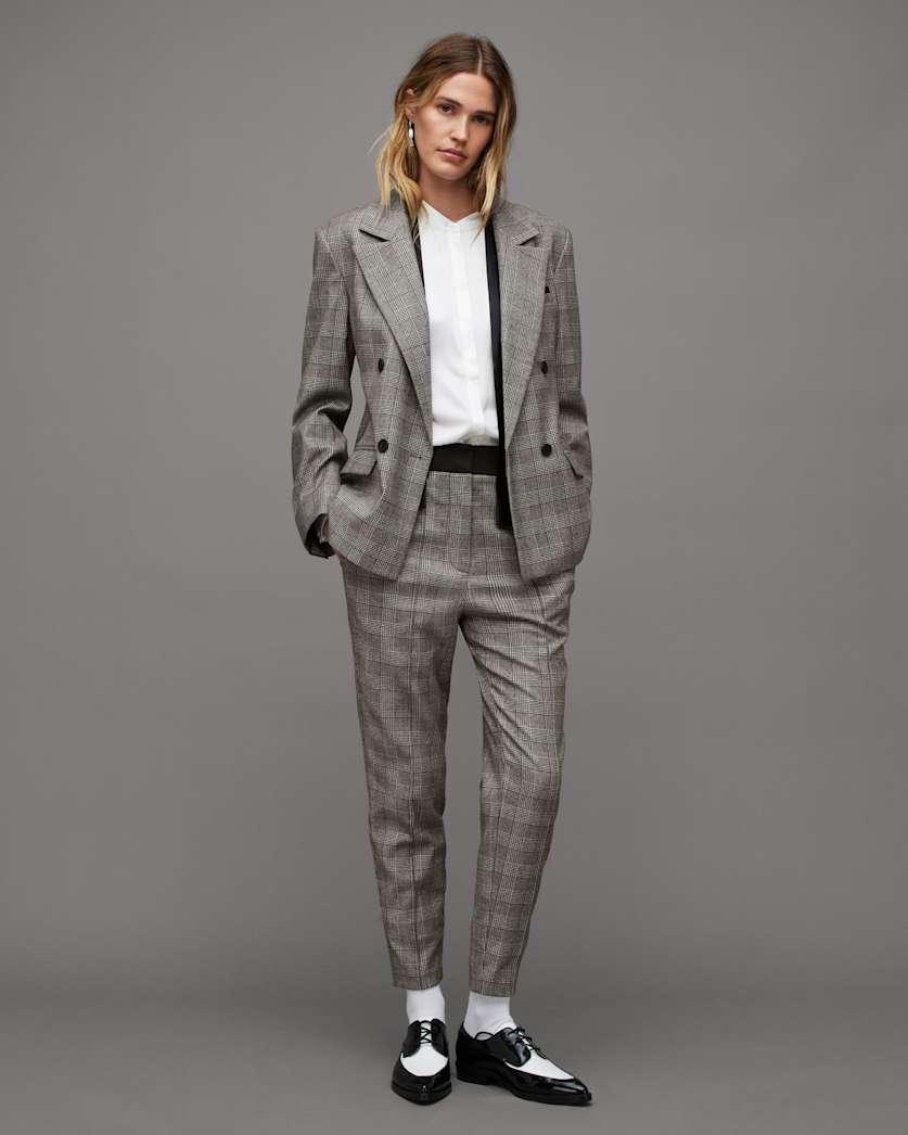 Bea Woven Checked Skinny Fit Trousers by ALLSAINTS