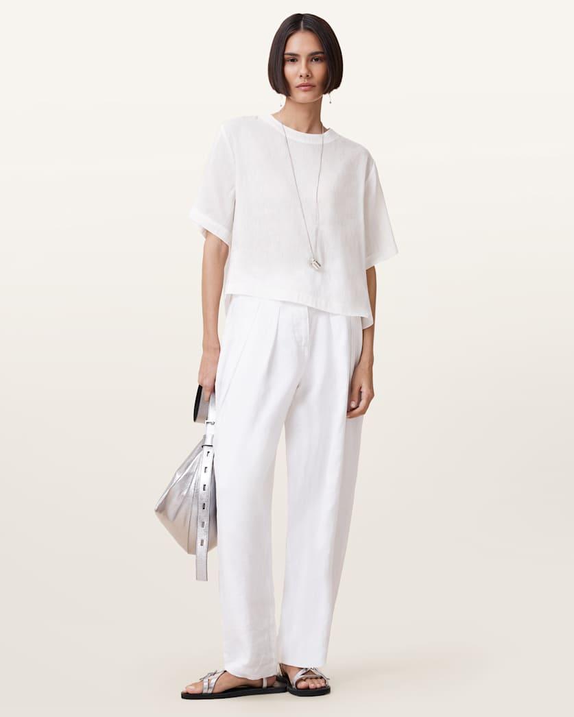 Becca Linen Barrel Leg Trousers by ALLSAINTS