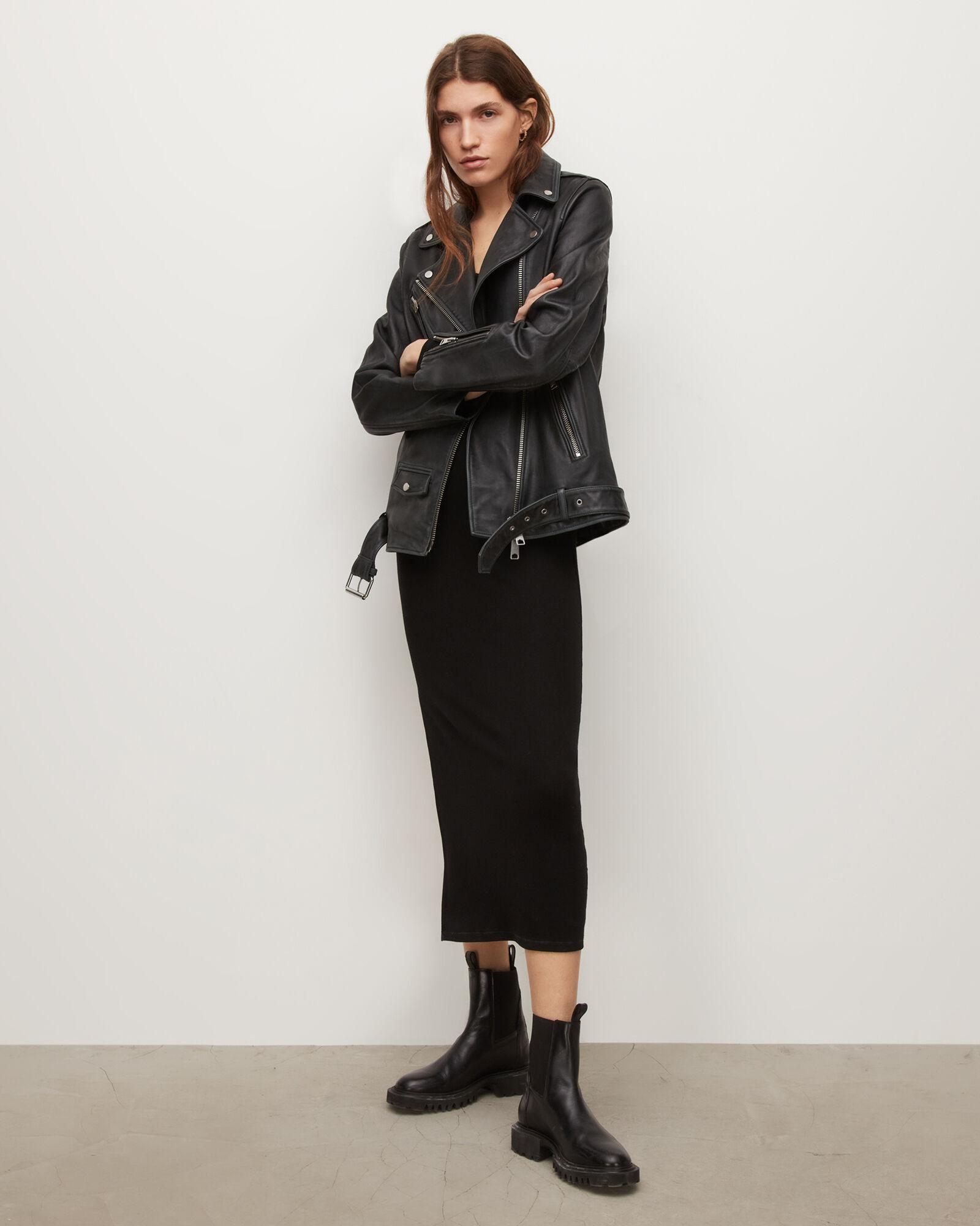 Billie Relaxed Leather Biker Jacket by ALLSAINTS