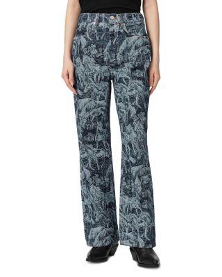Blake High Rise Wide Jeans in Printed Indigo by ALLSAINTS