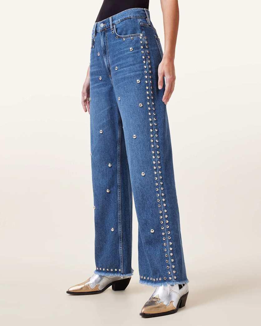 Blake Studded Wide Leg Denim Jeans by ALLSAINTS