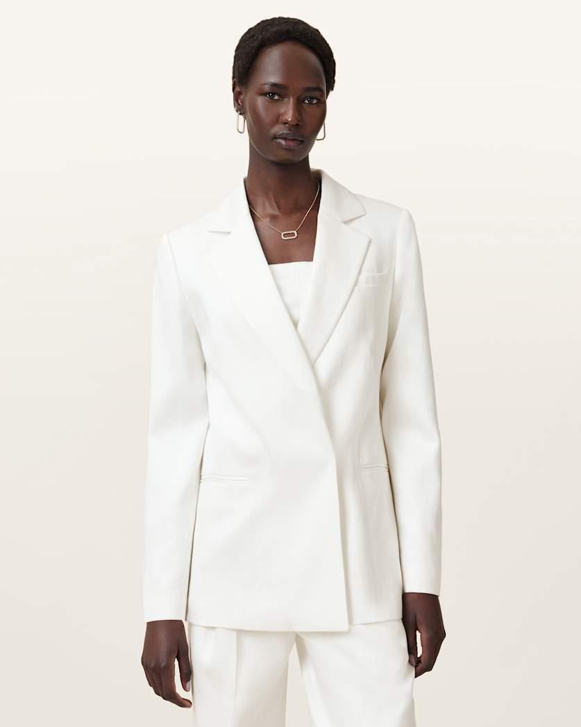 Bonnie Double-Breasted Linen Blend Blazer by ALLSAINTS