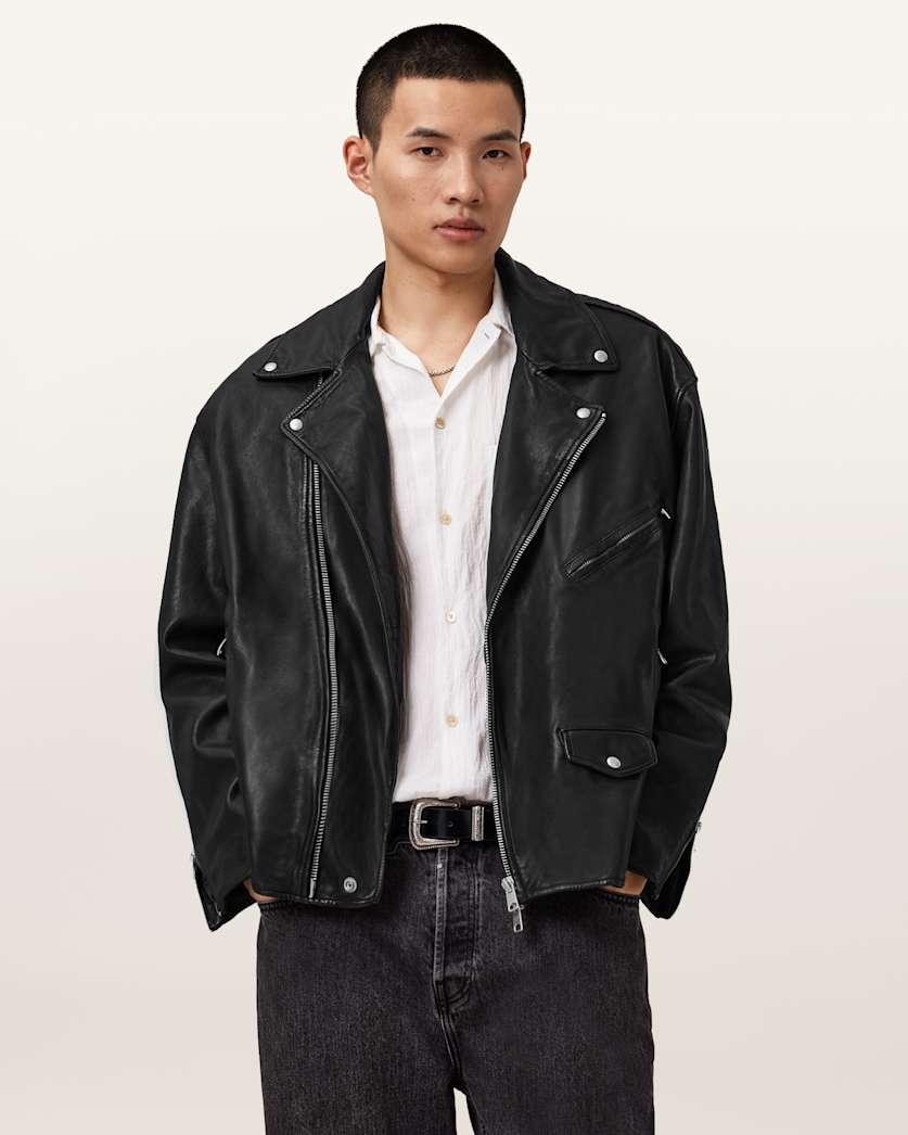 Bradford Oversized Leather Biker Jacket by ALLSAINTS