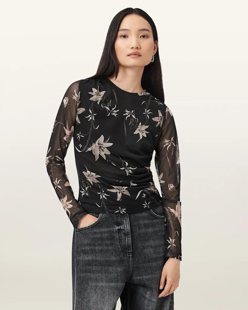 Caia Floral Mesh Top by ALLSAINTS