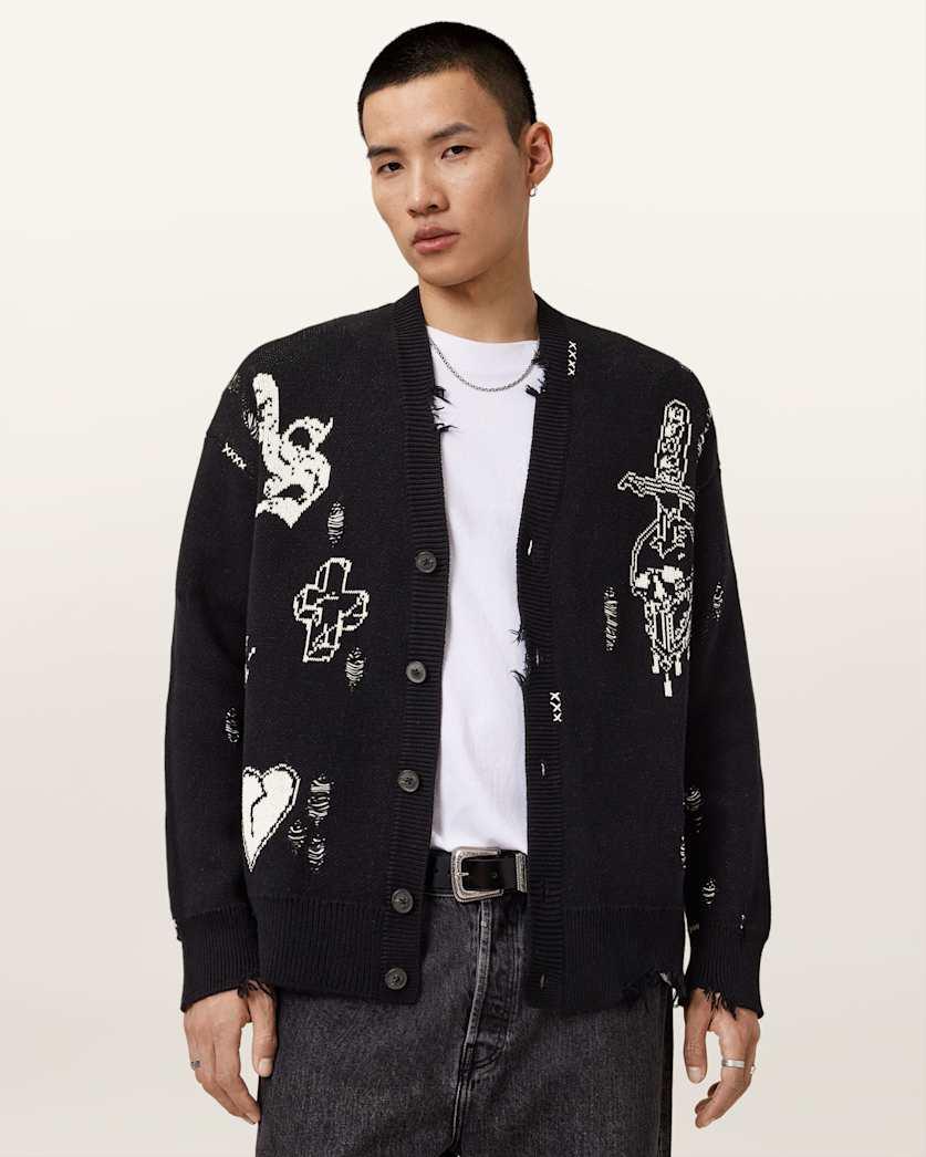 Caledon Oversized Jacquard Cardigan by ALLSAINTS