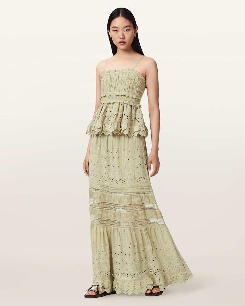 Camille Embroidered Tiered Maxi Skirt by ALLSAINTS