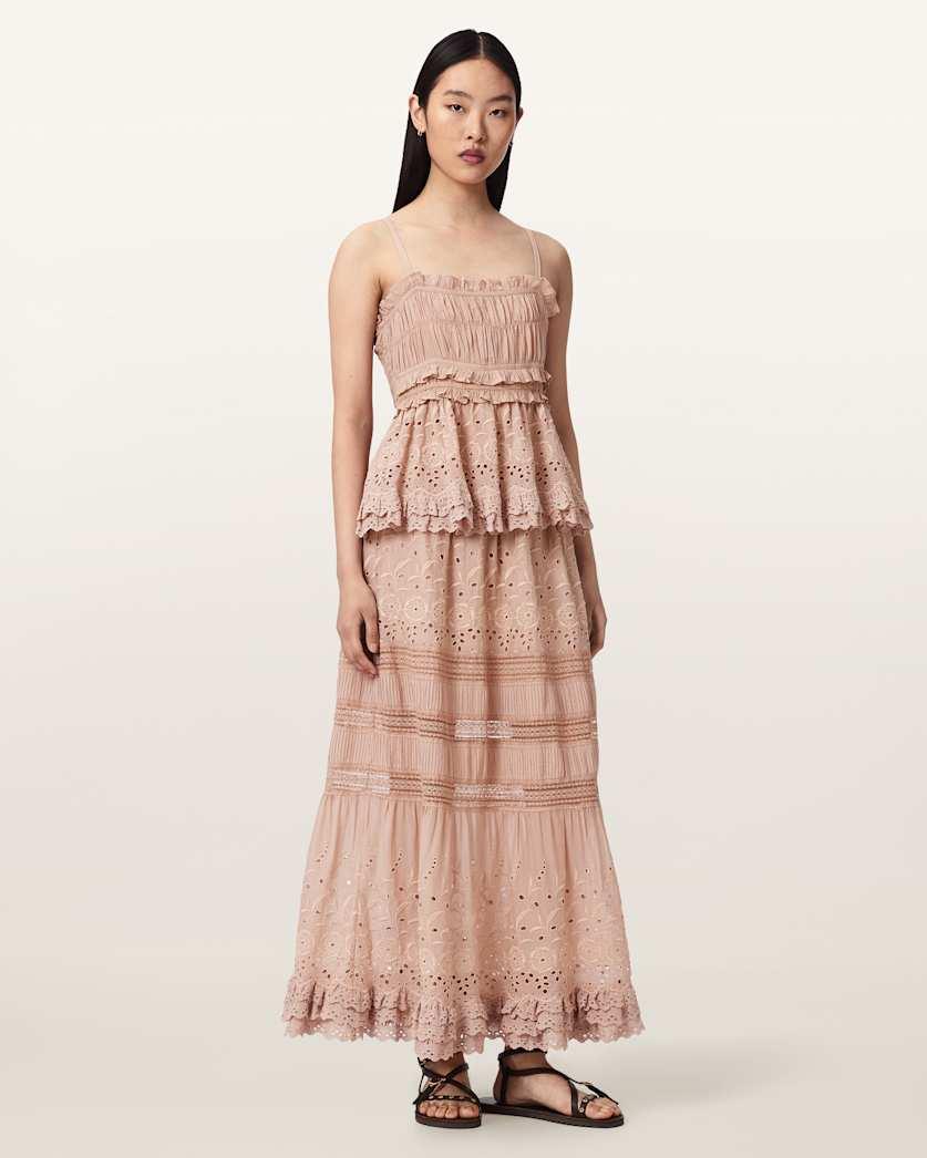 Camille Embroidered Tiered Maxi Skirt by ALLSAINTS