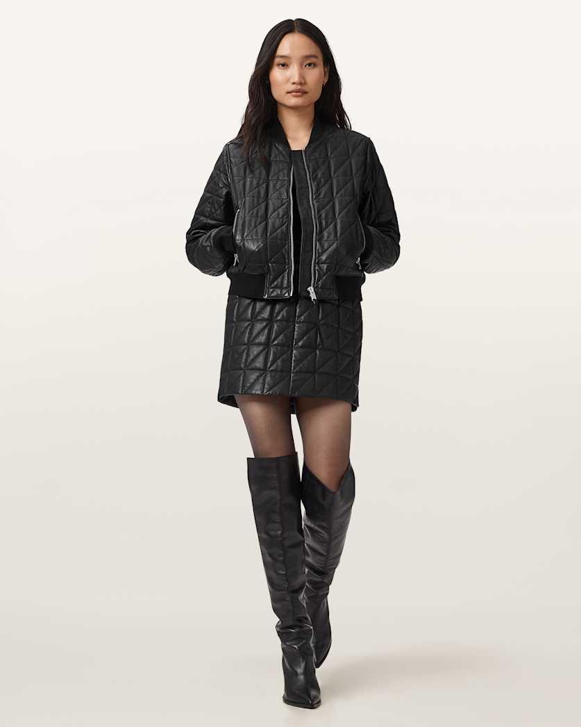 Carly Leather Quilted Skirt by ALLSAINTS
