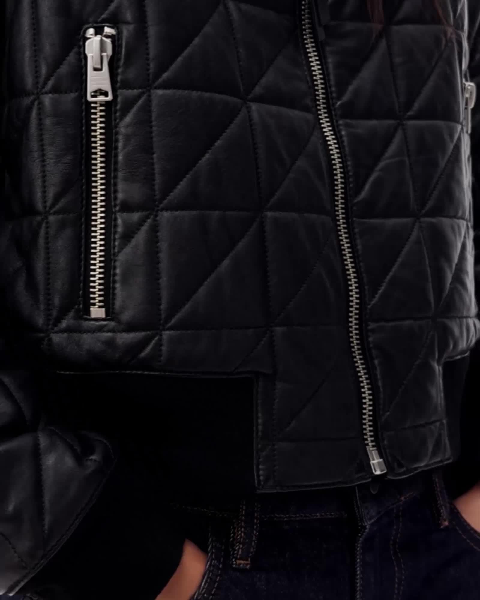 Carly Quilt Leather Bomber Jacket by ALLSAINTS