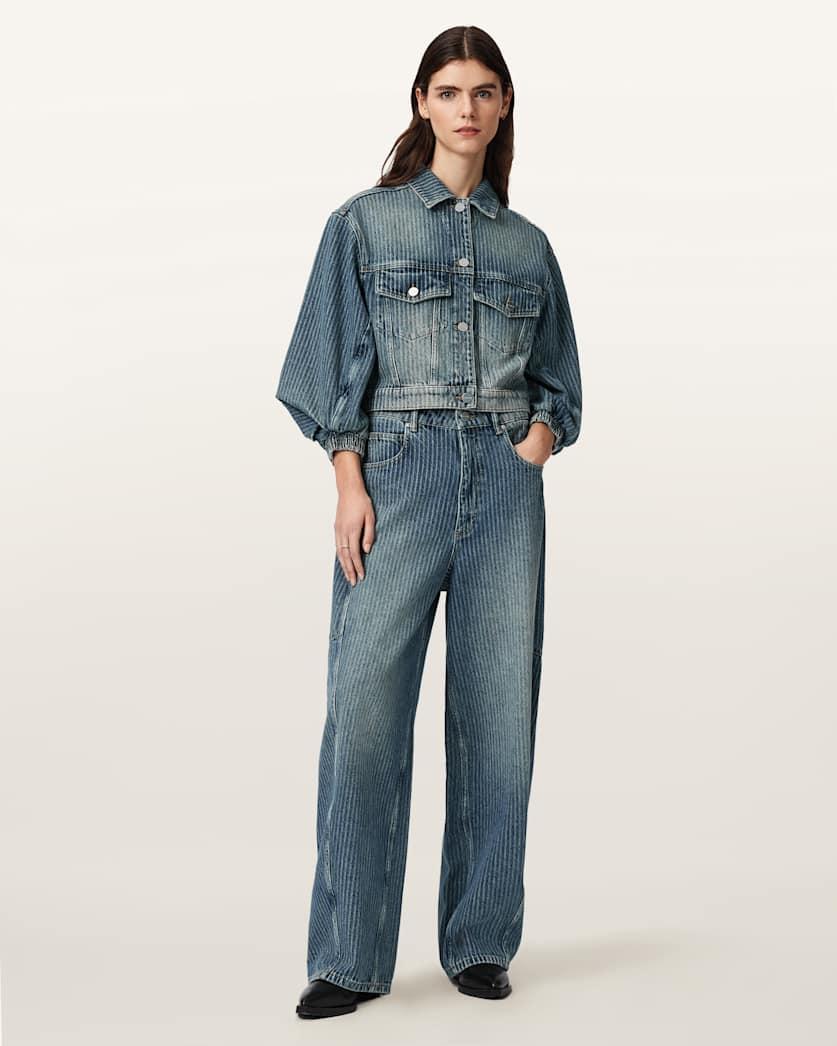 Carter Stripe Mid Rise Denim Jeans by ALLSAINTS