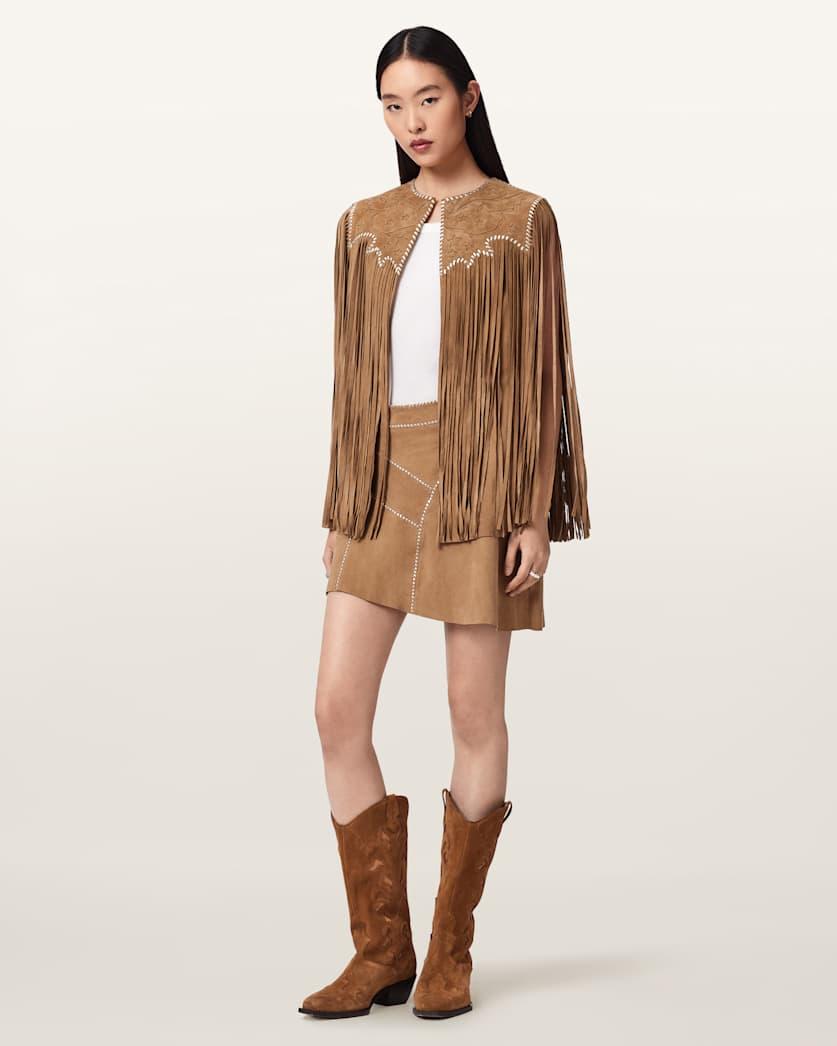 Carter Whipstitch Suede Tassel Gilet by ALLSAINTS