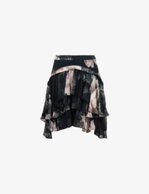 Cavrly floral-print ruffle woven mini skirt by ALLSAINTS