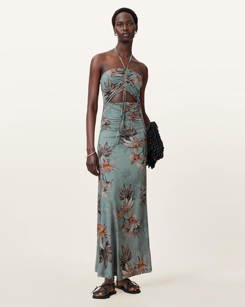 Celia Halterneck Floral Maxi Dress by ALLSAINTS