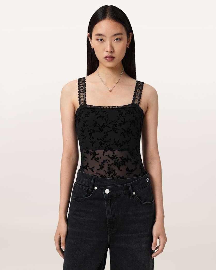 Charli Flocked Bodysuit by ALLSAINTS